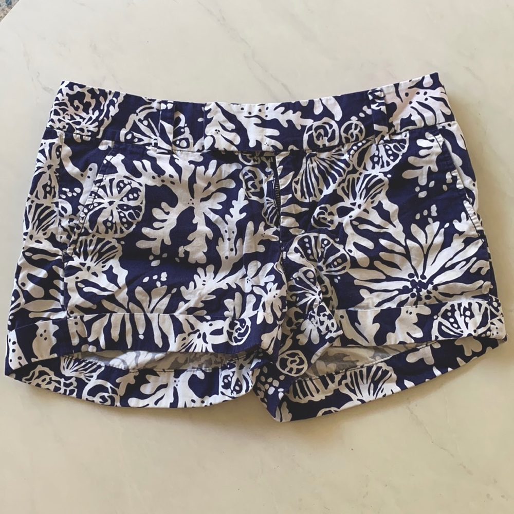 Blue and white shorts from Lilly Pulitzer.